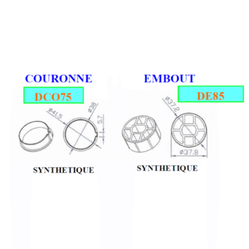 EMBOUTS COURONNES MOTEURS ø35 ROND ø40